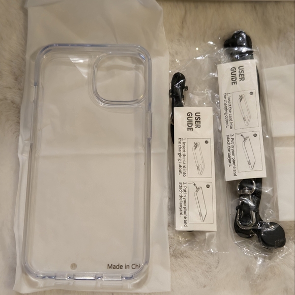 Clear Case for Apple iPhone (13/14?) Transparent New Lanyard Clips - Picture 1 of 16